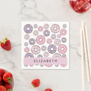 Rosa Donuts, Lila Donuts, Sprinklen, Ihr Name Serviette