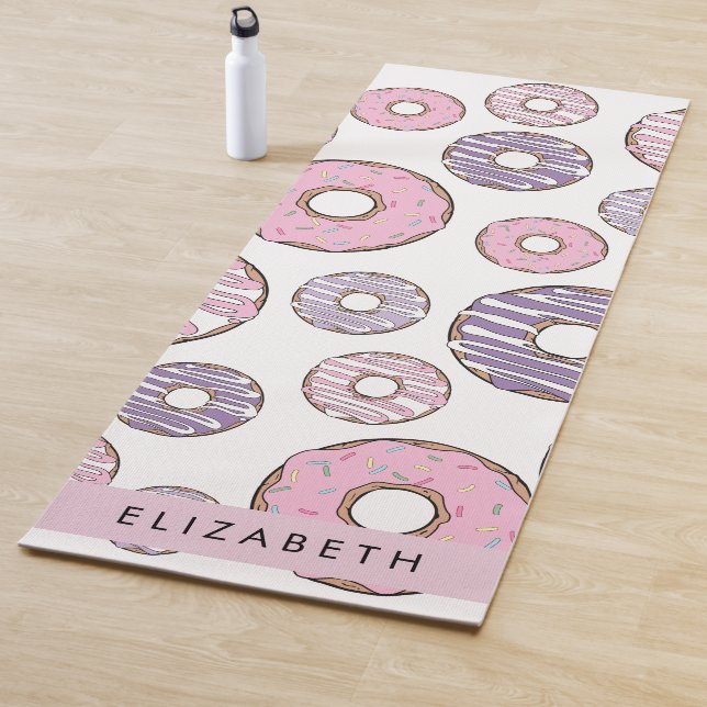 Rosa Donuts, Lila Donuts, Sprinklen, Ihr Name Yogamatte (Beispiel)