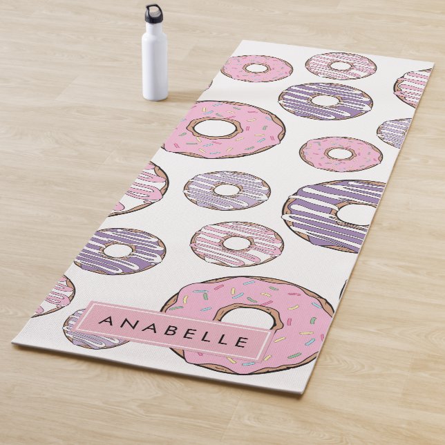 Rosa Donuts, Lila Donuts, Sprinklen, Ihr Name Yogamatte (Beispiel)