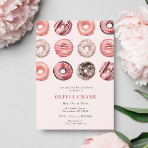 Rosa Donuts und Diamanten Brautparty Einladung