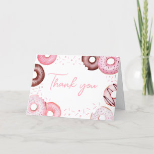 Rosa Donuts und Windeln Kinderdusche Dankeskarte