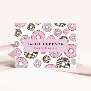 Rosa Donuts, weiße Donuts, Kuchenladen, Konditorei Visitenkarte