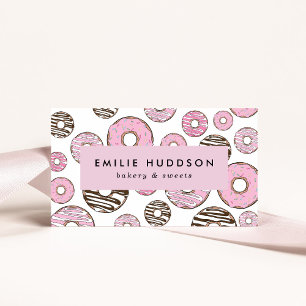 Rosa Donuts, weiße Donuts, Kuchenladen, Konditorei Visitenkarte