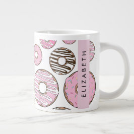 Rosa Donuts, weiße Donuts, Sprinklen, Ihr Name Jumbo-Tasse