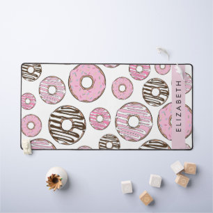 Rosa Donuts, weiße Donuts, Sprinklen, Ihr Name Schreibtischunterlage