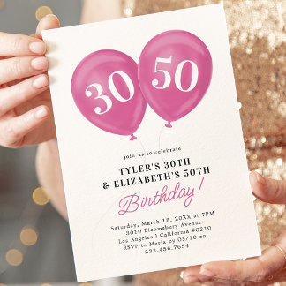 Rosa Doppelfeier Gemeinsame Geburtstagspartei Einladung