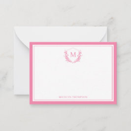 Rosa Doppelgrenzenloses Wappen Klassisches Monogra Mitteilungskarte