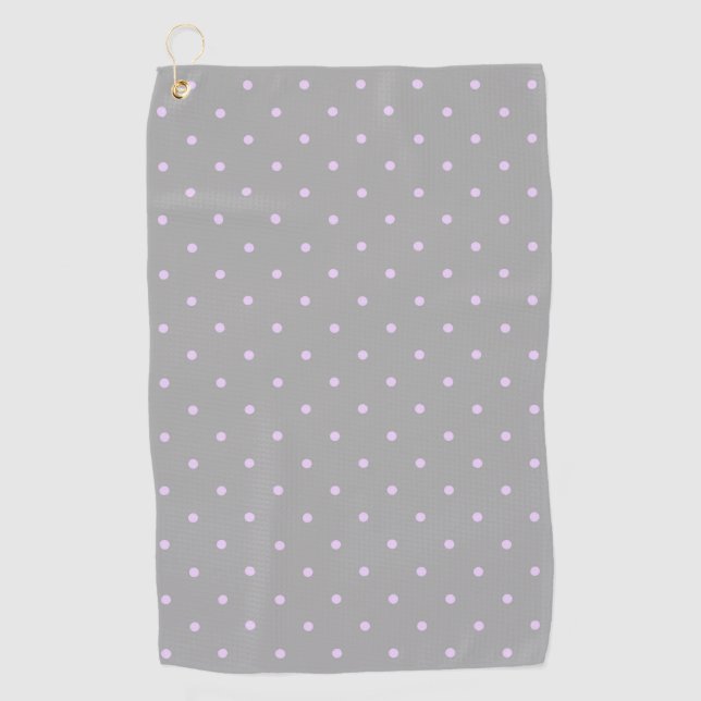 Rosa Dot Gray Hintergrund Elegant Polka Dot Dotter Golfhandtuch (Vorderseite)