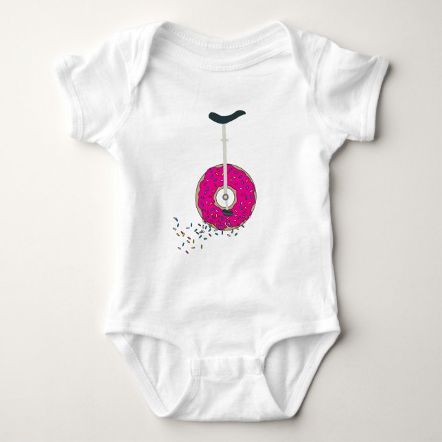 Rosa Doughnut Wheel Unicycle Bunte Sprinkles Baby Strampler (Vorderseite)