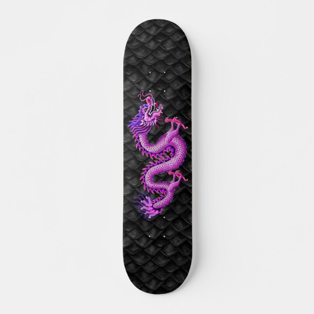 Rosa Drache auf Drachenskala Skateboard (Vorne)