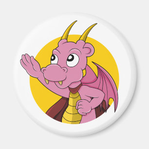 Rosa Drache Cartoon Magnet