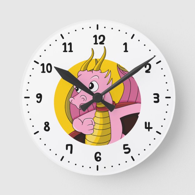 Rosa Drache Cartoon rund um die Uhr (Vorderseite)