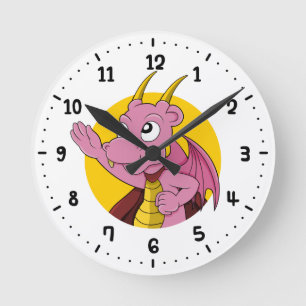 Rosa Drache Cartoon rund um die Uhr