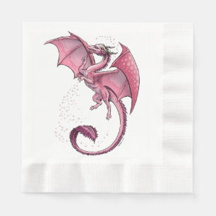 Rosa Drache der Frühlings-Fantasie-Kunst Serviette