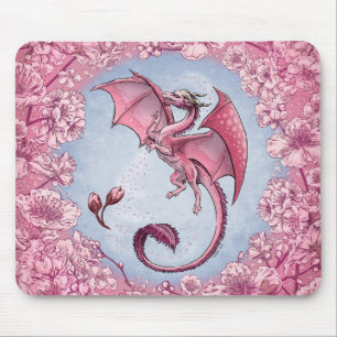 Rosa Drache der Frühlings-Natur-Fantasie-Kunst Mousepad