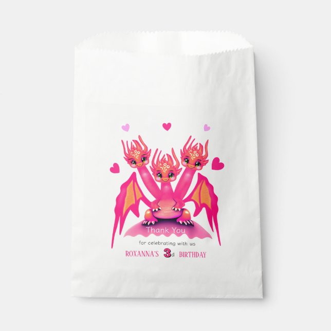 Rosa Drache Geschenktütchen (Vorderseite)