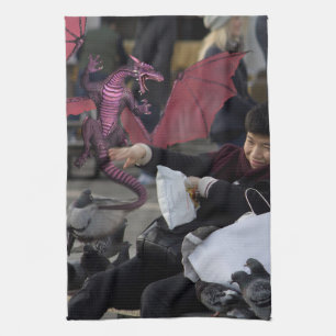 Rosa Drache in Venedig Italien Geschirrtuch