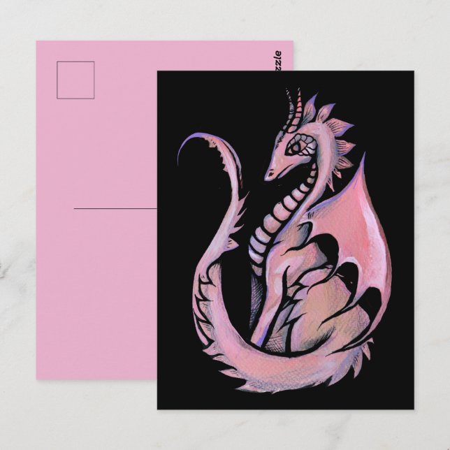 Rosa Drache                                        Postkarte (Vorne/Hinten)