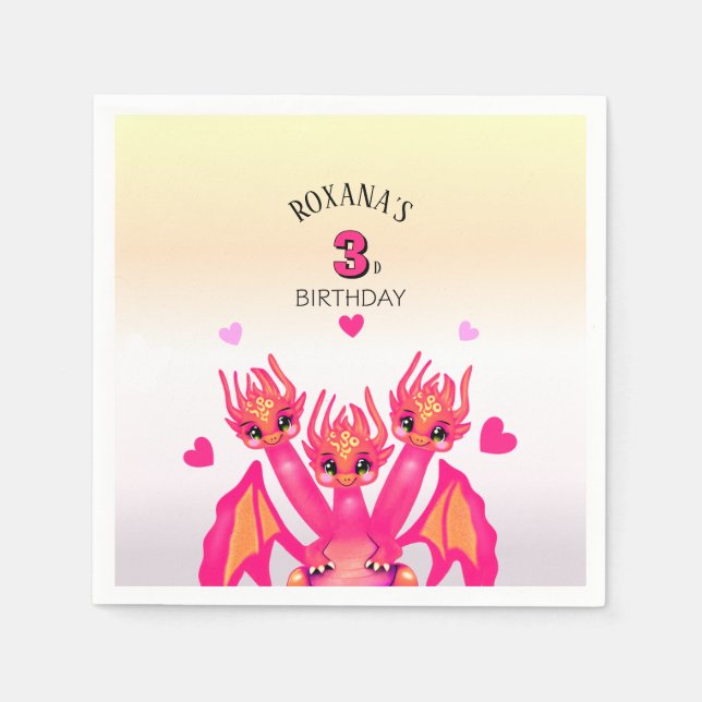 Rosa Drache Serviette (Vorderseite)