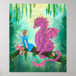 Rosa Drache und Fee Poster