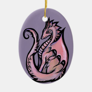 Rosa Drachenkunst süße Drachen Design Geek-Mädchen Keramik Ornament