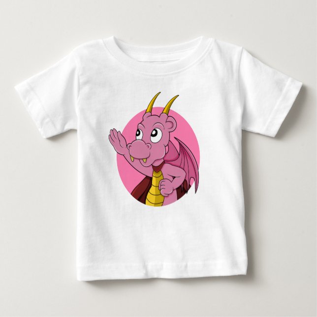 Rosa Dragon Cartoon Baby T - Shirt (Vorderseite)