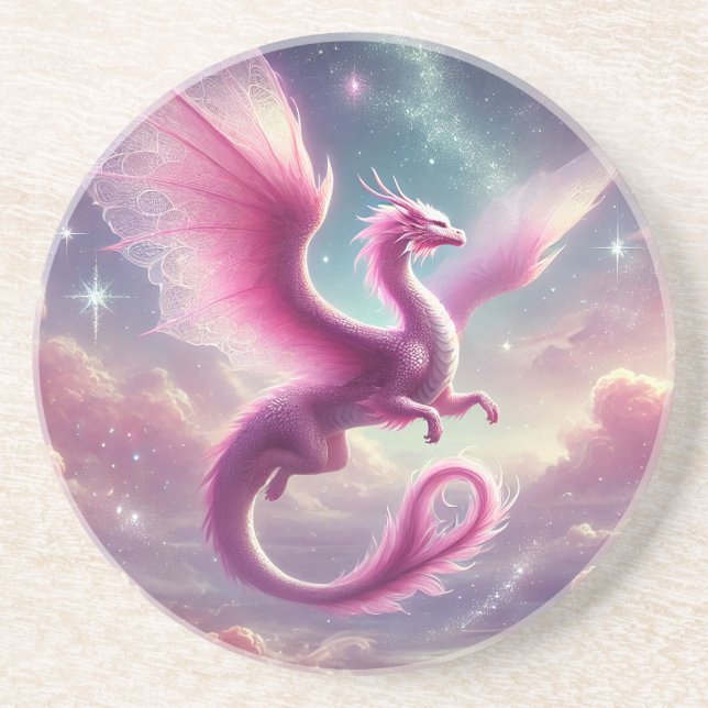 Rosa Dragon Getränkeuntersetzer (Vorne)