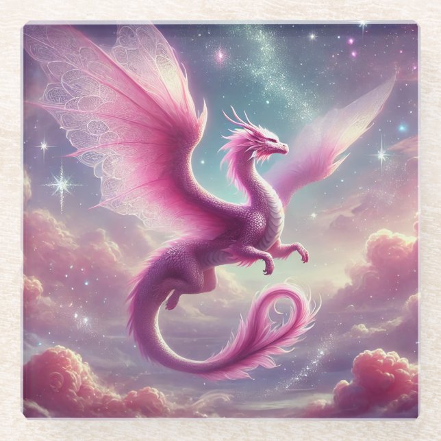 Rosa Dragon Glasuntersetzer (Vorderseite)