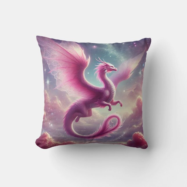 Rosa Dragon Kissen (Vorderseite)