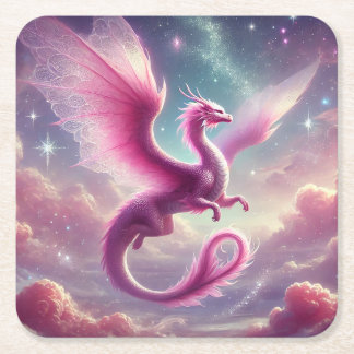 Rosa Dragon Rechteckiger Pappuntersetzer
