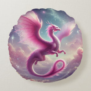 Rosa Dragon Rundes Kissen
