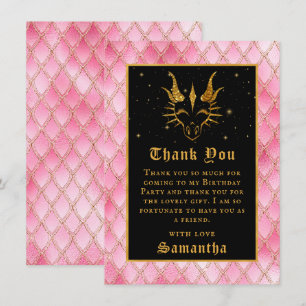 Rosa Dragon Scales Gold Imitate Glitzer Geburtstag Dankeskarte