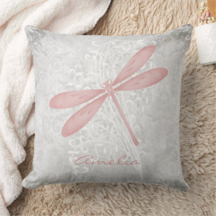 Rosa Dragonfly Personalisierter Throw Kissen