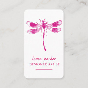 Rosa Dragonfly Retro Vintage Viel Glück Tattoo Visitenkarte