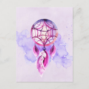 Rosa Dreamcatcher auf dem Lila Spritzer Postkarte