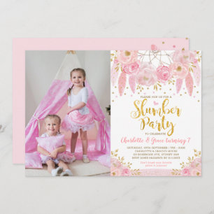 Rosa Dreamcatcher Slumber Party Geburtstagsschlaf Einladung