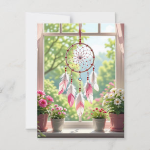 Rosa Dreamcatcher und Pflanze Postkarte