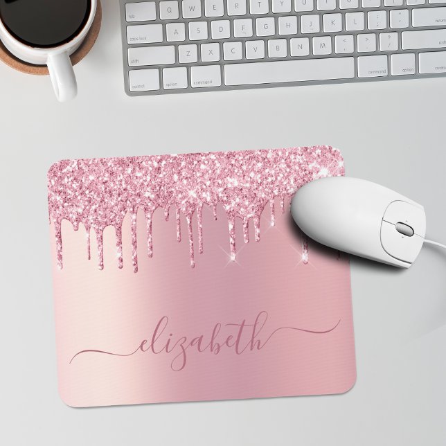 Rosa Drilling Glitzer Personalisiert Mousepad (Von Creator hochgeladen)