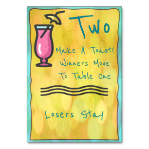 Rosa Drink Bunco Tischkarte Nr. 2 Tischnummer