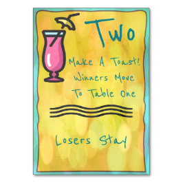 Rosa Drink Bunco Tischkarte Nr. 2 Tischnummer