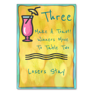 Rosa Drink Bunco Tischkarte Nr. 3 Tischnummer