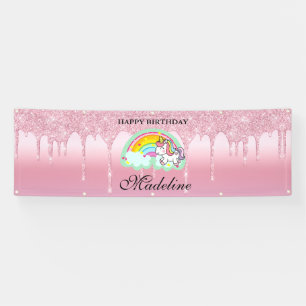 Rosa Driving Glitzer Unicorn Banner