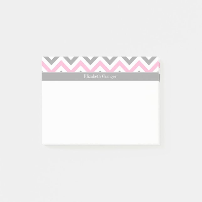 Rosa dunkelgraues, weißes LG Zickzack-Graue Bezeic Post-it Klebezettel (Vorderseite)