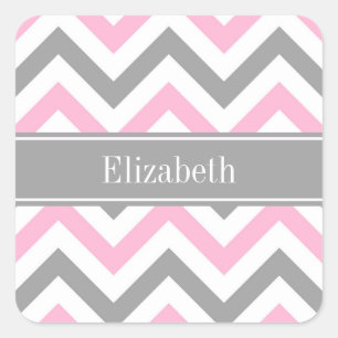 Rosa dunkelgraues, weißes LG Zickzack-Graue Bezeic Quadratischer Aufkleber