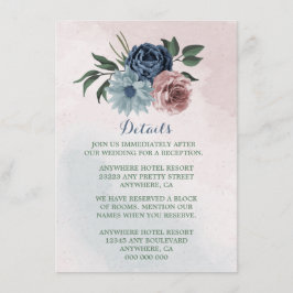 Rosa Dusty Blue Blumengrün Details Begleitkarte