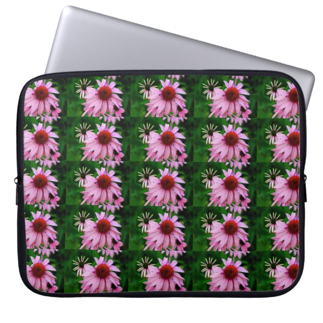 Rosa Echinacea-Blume Laptopschutzhülle (Vorderseite)