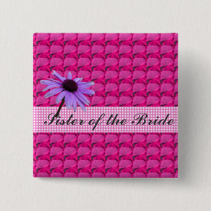 Rosa Edelsteine und dunkle Blume Button