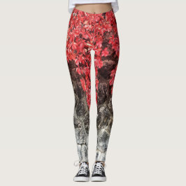 Rosa Efeu Blätter Herbststeinmauer Leggings