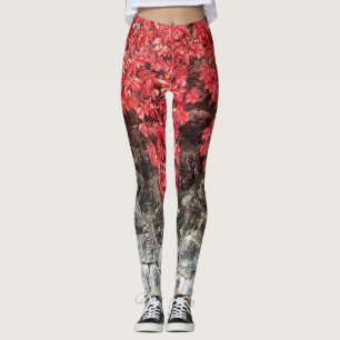 Rosa Efeu Blätter Herbststeinmauer Leggings