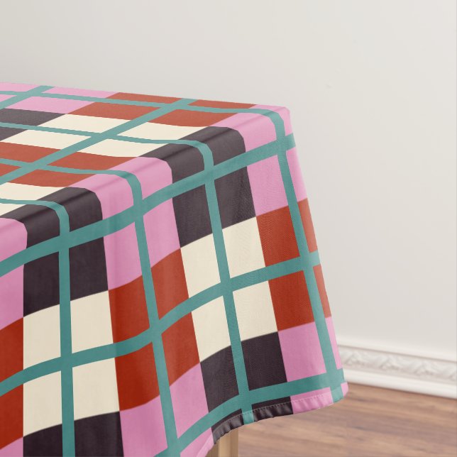 Rosa Eggpflanze Elfenbeinfarbenes Aquamarines Must Tischdecke (Beispiel)